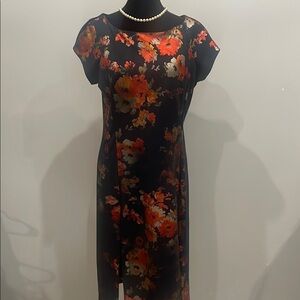 Floral deep blue  and Orange Dress
